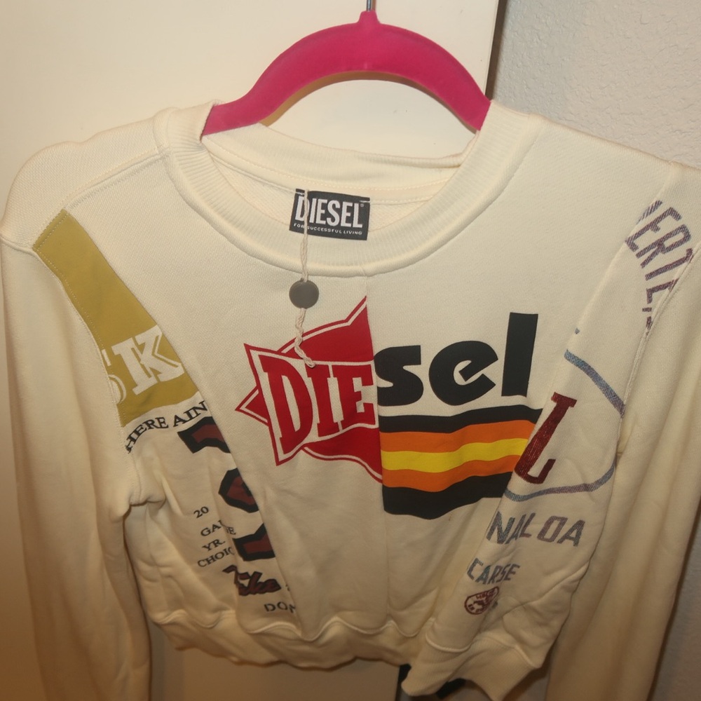 Diesel Cream and Red Graphic Top
